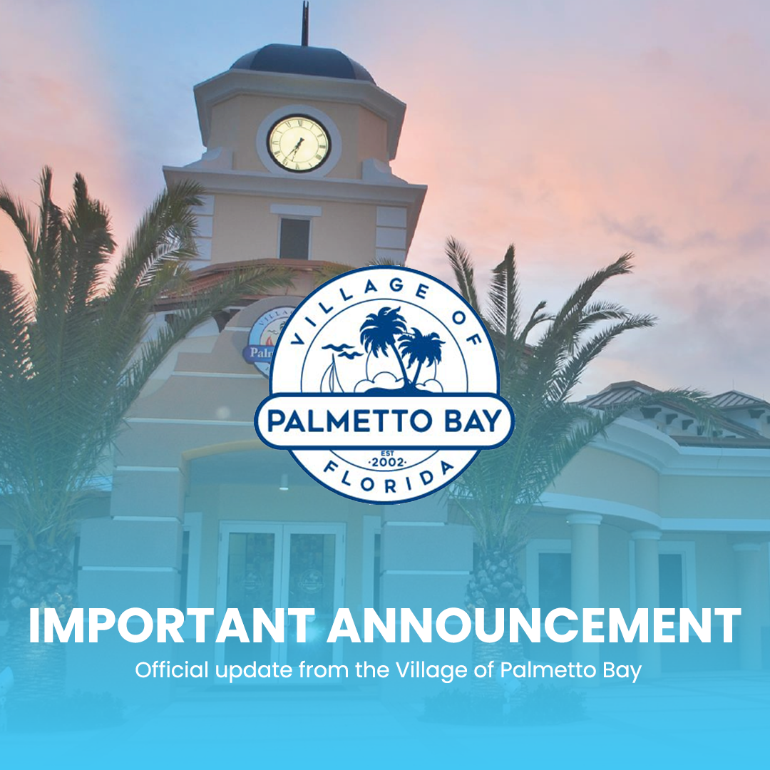 Important-Announcement words over faded picture of village hall