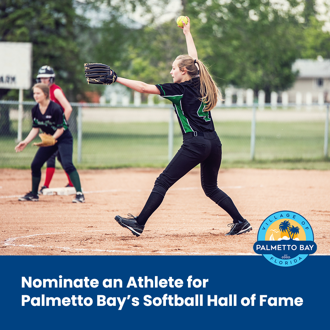 Softball Hall of Fame Announcement with picture of a girl throwing a softball