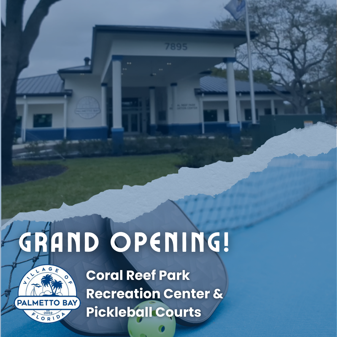 photo of a pickleball racquet and the new recreation room with white letters for grand opening