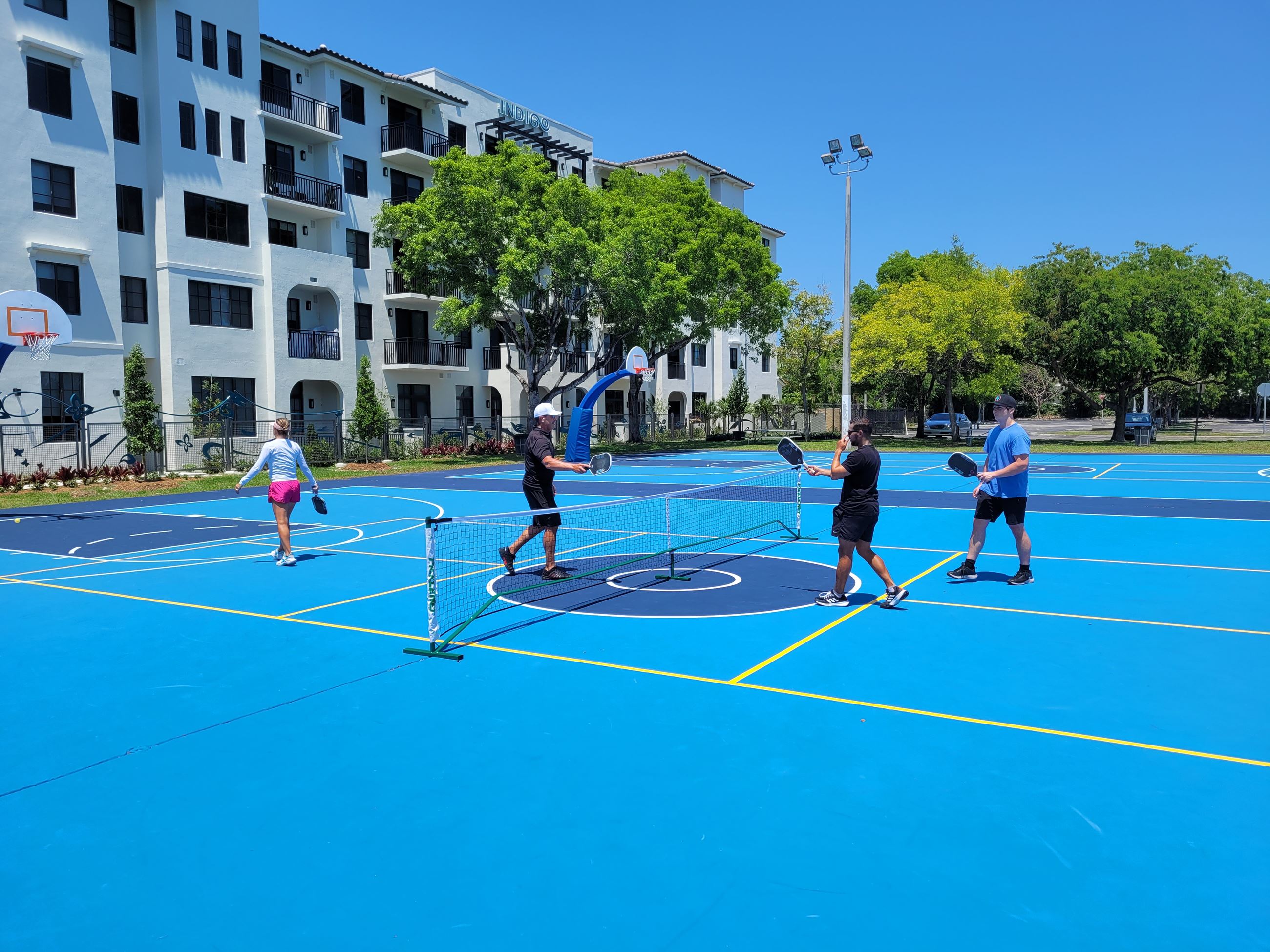 Team playing pickball