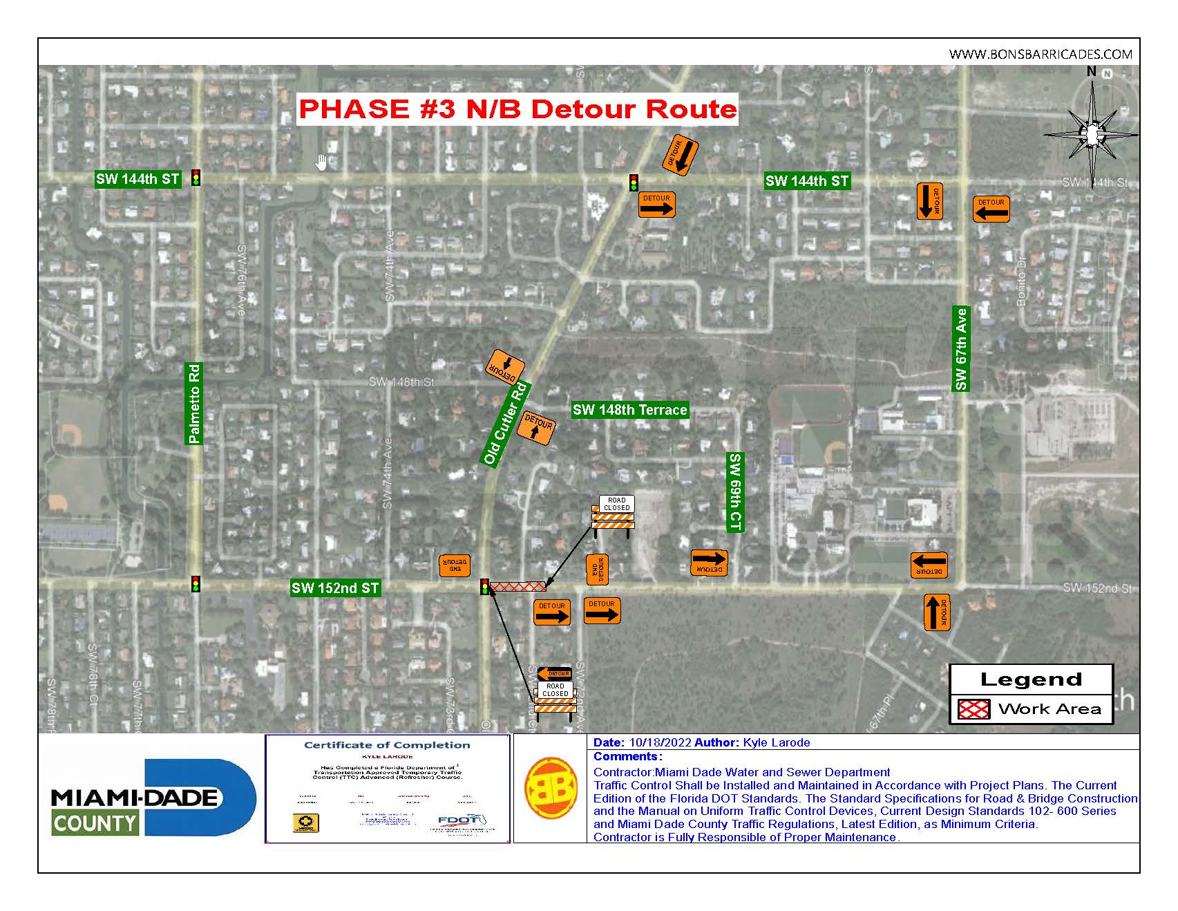 TCP Miami Dade SW 152nd PHASE 3 Detour Route