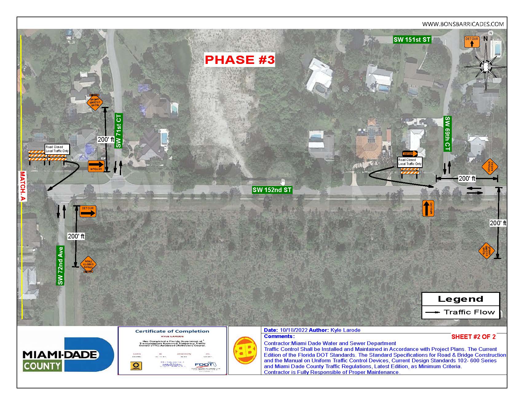 TCP Miami Dade SW 152nd ST Roundabout PHASE 3 SHEET 2 OF 2