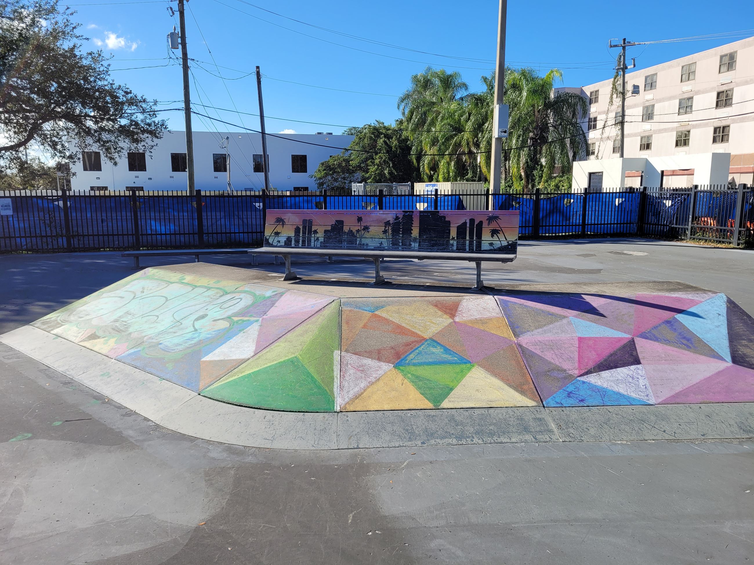 colorful skating element at palmetto bay park skate park