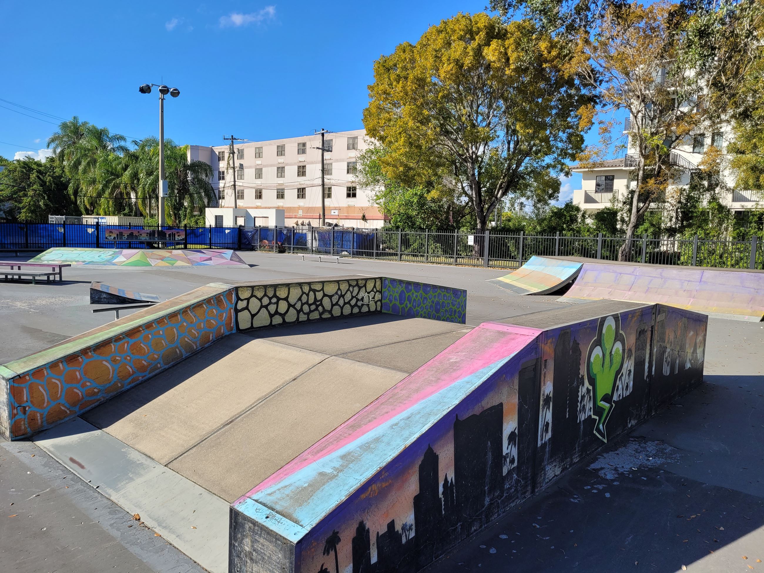 colorful skating element at palmetto bay park skate park